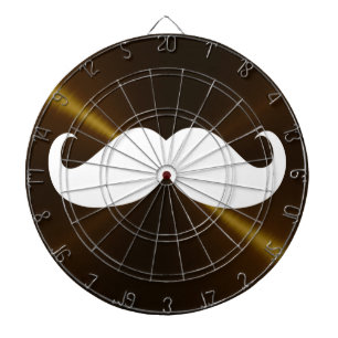 Funny White Mustache auf Metall Hintergrund Dartscheibe