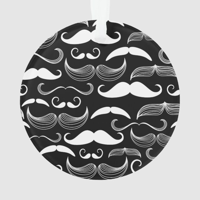 Funny White Mustache Design in Schwarz Ornament (Rückseite)