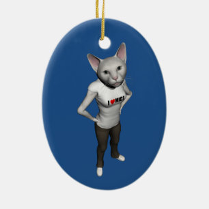 Funny White Siamese Cat Lieben Mäuse Keramik Ornament
