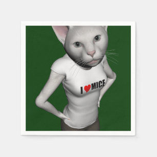 Funny White Siamese Cat Lieben Mäuse Serviette