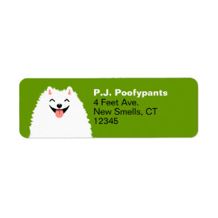 Funny White Spitz Cartoon Dog Rücksendeadresse