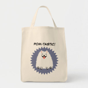 Funny White Spitz Cartoon Dog Tragetasche