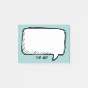 Funny White Talk Blase Aqua Personalisiert Name Post-it Klebezettel