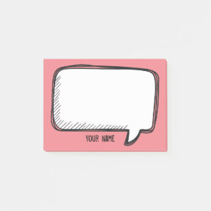 Funny White Talk Blase auf Pink Personalisiert Nam Post-it Klebezettel
