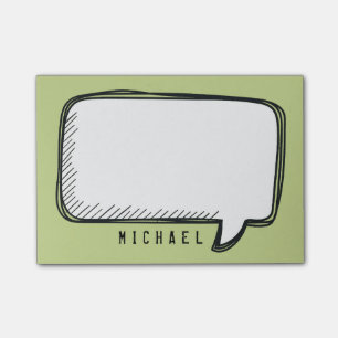 Funny White Talk Blase über grünen Personalisier Post-it Klebezettel