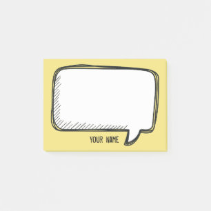 Funny White Talk Bubble gelbe Personalisierte Beze Post-it Klebezettel