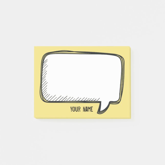 Funny White Talk Bubble gelbe Personalisierte Beze Post-it Klebezettel (Vorderseite)