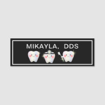 Funny White Teeth Dentistry Name Tag