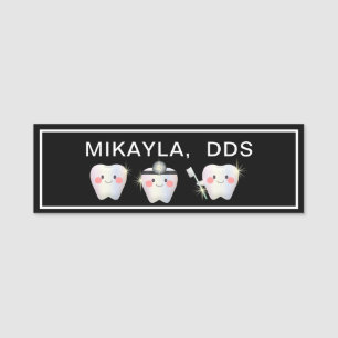 Funny White Teeth Dentistry Name Tag Namensschild
