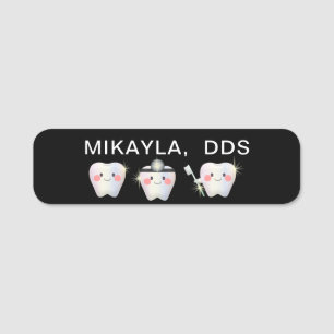Funny White Teeth Dentistry Name Tag Namensschild