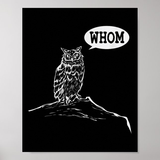 Funny Who Owl Grammar Englischer Poster (Vorne)