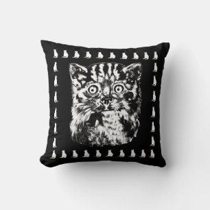 Funny Wide Mit Augen Cat Black and White Cat Pillo Kissen