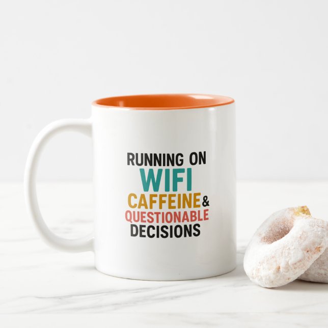 Funny WiFi and Caffeine Quote Coffee Mug Zweifarbige Tasse (Mit Donut)