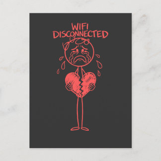 Funny Wifi Disconnected Broken Heart Gamer Meme Postkarte
