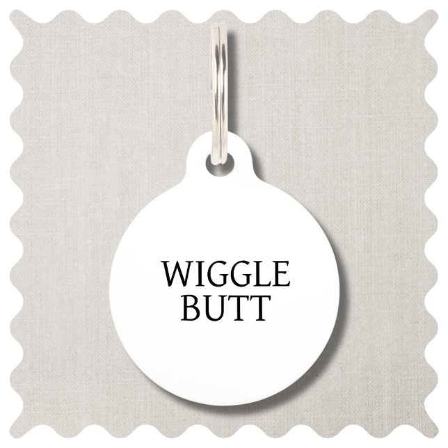 Funny Wiggle Hintern Weiß und Schwarzer Hund ID-Ta Haustiermarke (Funny Modern Wiggle Butt Dog ID Tag. )