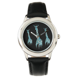 Funny Wild Animals Blue Giraffe Armbanduhr
