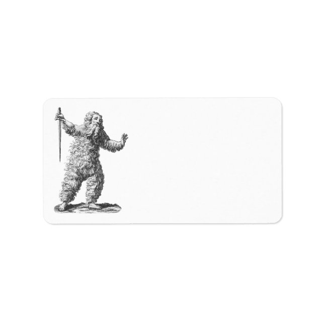 Funny Wild Man on a Rampage - Mittelalterliche Leg Adressaufkleber (Vorne)