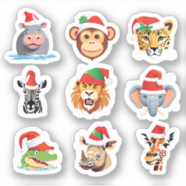 Funny wild Safari Tiere Weihnachten Kostüm Aufkleber