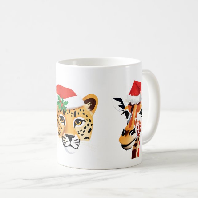 Funny wild Safari Tiere Weihnachten Kostüm Kaffeetasse (VorderseiteRechts)