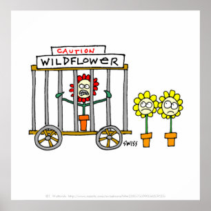 Funny Wild Wildblume Cartoon Gardener Küche Poster