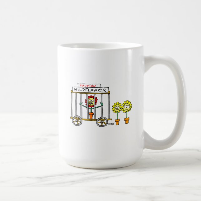 Funny Wildblumen Cartoon Wild Crazy Gardener Tasse (Rechts)