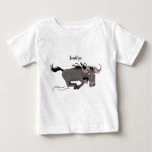 Funny wildebeam läuft Cartoon Illustration Baby T-shirt