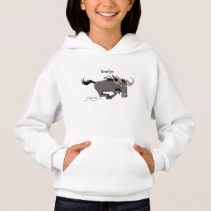 Funny wildebeam läuft Cartoon Illustration Hoodie