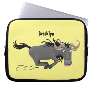 Funny wildebeam läuft Cartoon Illustration Laptopschutzhülle