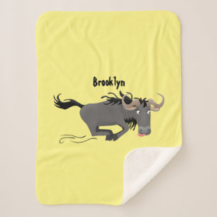 Funny wildebeam läuft Cartoon Illustration Sherpadecke