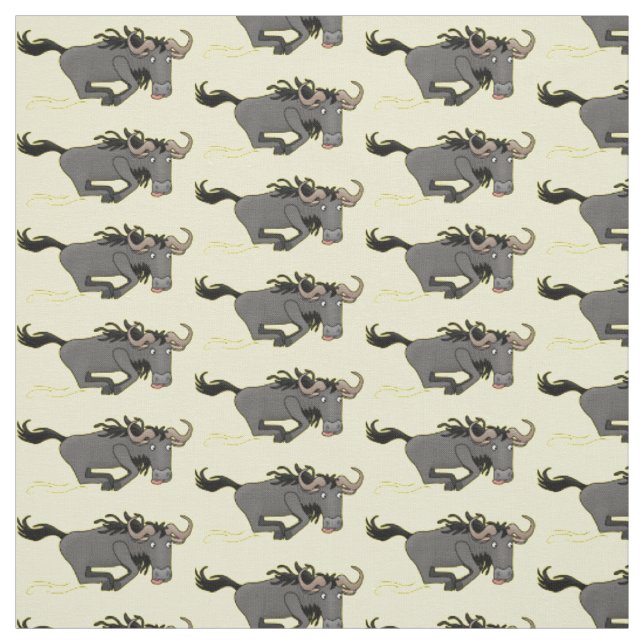 Funny wildebeam läuft Cartoon Illustration Stoff (Muster)