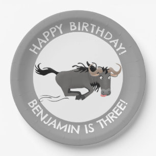 Funny wildebee personalisiert Cartoon Geburtstag Pappteller