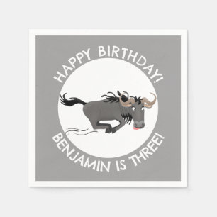 Funny wildebee personalisiert Cartoon Geburtstag Serviette