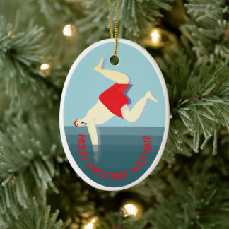 Funny, wilder Schwimmer Weihnachten Keramik Ornament