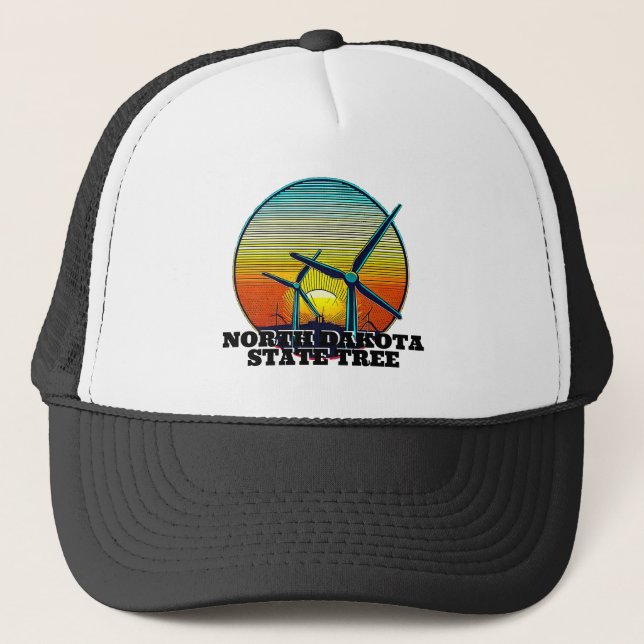 Funny Wind Turbines Staat Tree Truckerkappe (Vorderseite)