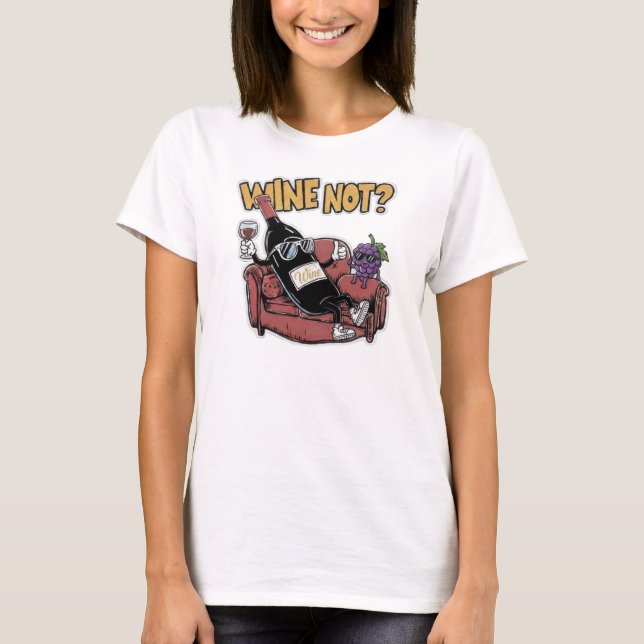 Funny Wine and Grapes T-Shirt (Vorderseite)