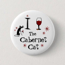 Funny Wine Cabernet Cat Fan Button