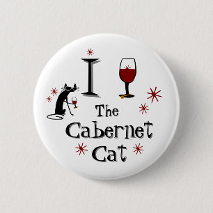 Funny Wine Cabernet Cat Fan Button