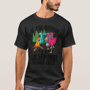 Funny Wine Camping für Betrunkene Männer Flamingo T-Shirt