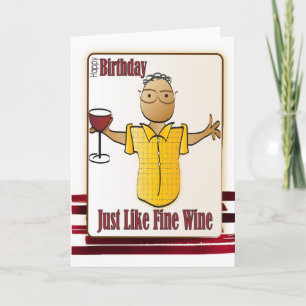 Funny Wine Cartoon Ethnic Sweet Birthday Karte