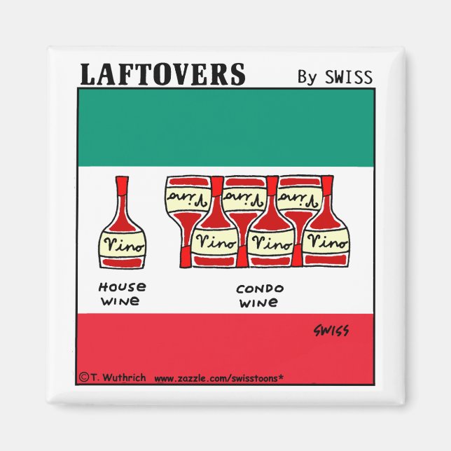 Funny Wine Cartoon Piazza della Riforma Magnet (Vorne)