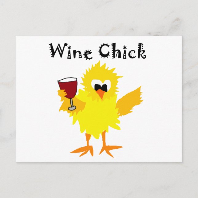 Funny Wine Chick Cartoon Postkarte (Vorderseite)