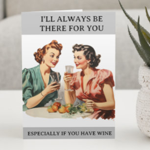 Funny Wine Friends Spaß Retro Hausfrau Karte