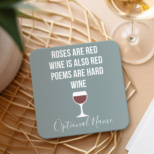 Funny Wine Gedicht - Wein ist Rote Poesie ist hart Rechteckiger Pappuntersetzer