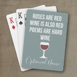 Funny Wine Gedicht - Wein ist Rote Poesie ist hart Spielkarten<br><div class="desc">Ein kleiner Spaß,  den Sie an Ihre Weinfreunde weitergeben können. Lassen Sie sie mit diesem humorvollen Gag oder einem weißen Elefanten lachen. Ich versuchte zu rennen,  aber ich behielt,  meinen Wein zu vergießen.</div>