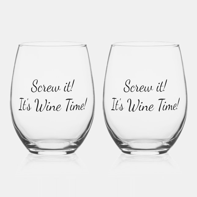Funny Wine Glass Wine Time Weinglas Ohne Stiel (Vorderseite)