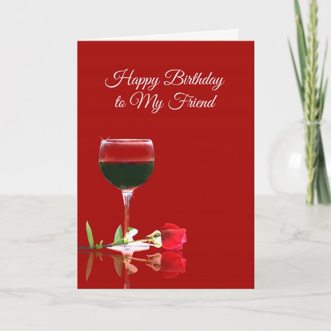 Funny Wine Happy Birthday Card for Friend Karte (Vorderseite)