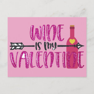 Funny Wine ist mein Valentine Postkarte