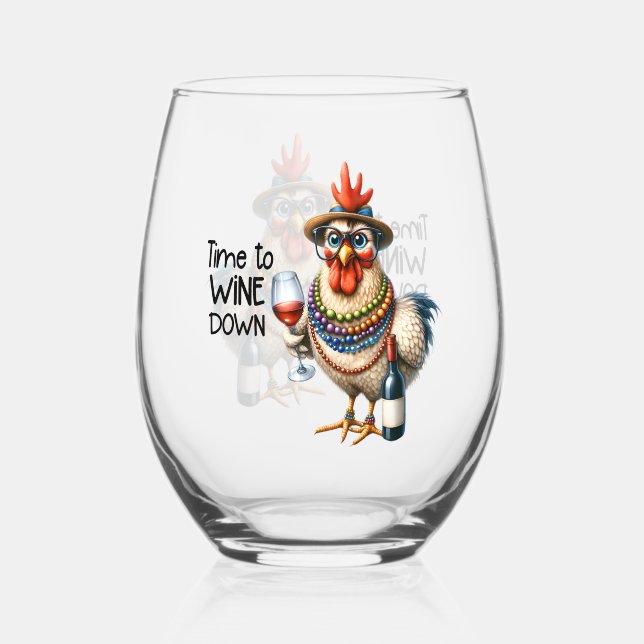 Funny Wine Lover/Chicken Weinglas Ohne Stiel (Vorderseite)