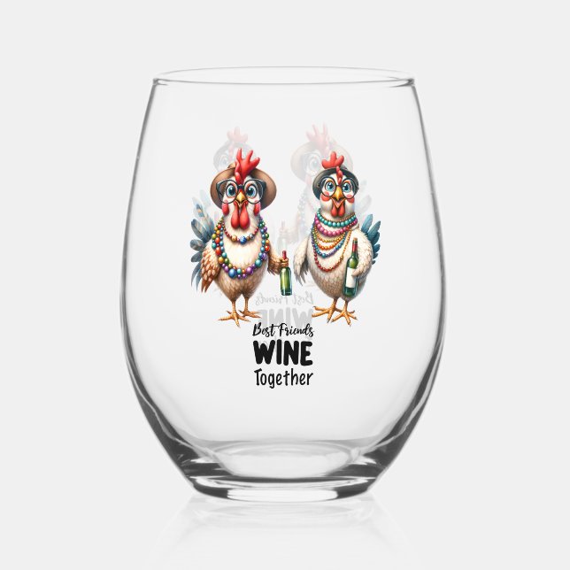 Funny Wine Lover/Chicken Weinglas Ohne Stiel (Vorderseite)