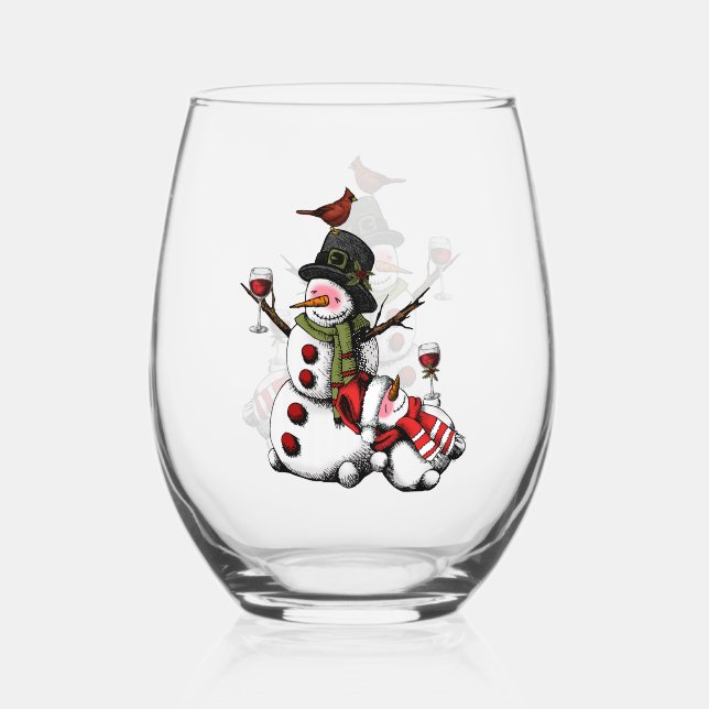 Funny Wine Lover/Snowman Weinglas Ohne Stiel (Vorderseite)